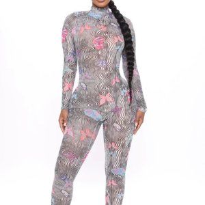 Butterfly seethrough jumpsuit